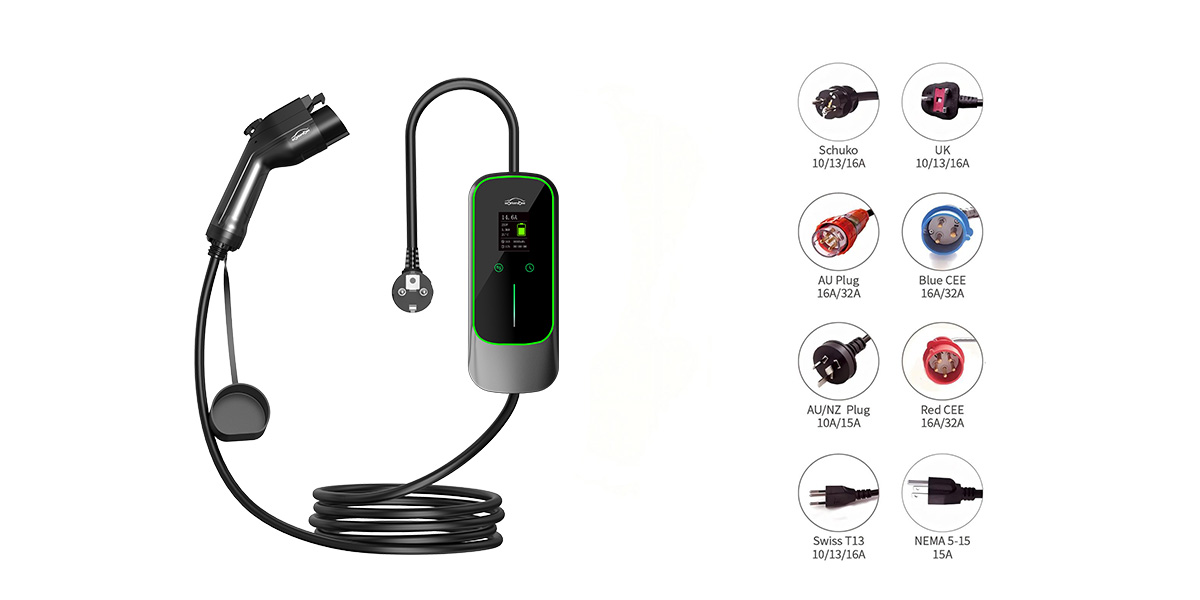 Portable EV charger power plugs