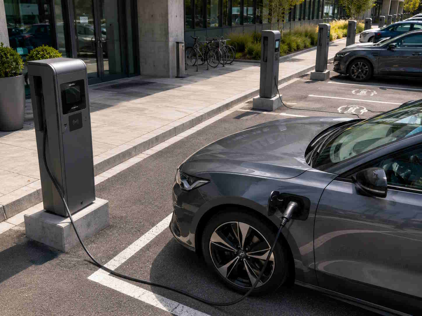 Opladen via netstroom op de werkplek en bestemming